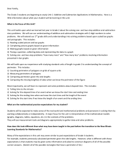 Grade 3 Unit 1 Family Letter