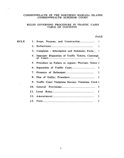 Commonwealth Rules Governing Procedure in Traffic Cases
