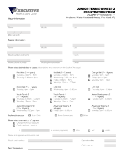 JUNIOR TENNIS WINTER 2 REGISTRATION FORM