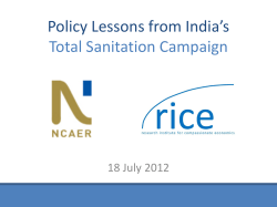 Policy Lessons from India`s Total Sanitation Campaign