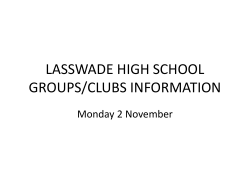 LASSWADE HIGH SCHOOL GROUPS/CLUBS INFORMATION