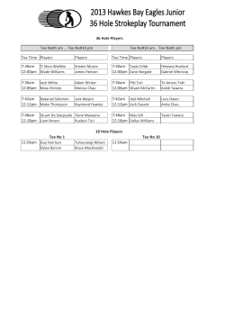 36 Hole Players Tee No#1 am , Tee No#10 pm Tee No#10 am , Tee