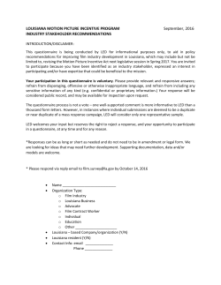 LOUISIANA MOTION PICTURE INCENTIVE PROGRAM September