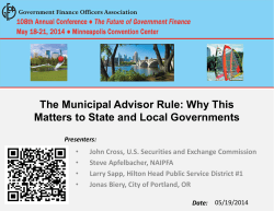 The Municipal Advisor Rule - Government Finance Officers