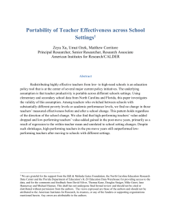 Portability of Teacher Effectiveness across School Settings