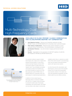 iCLASS MIFARE DESFire Dual HF Card Datasheet