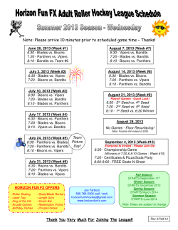 Note: Please arrive 10 minutes prior to scheduled game time