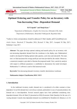 Optimal Ordering and Transfer Policy for an Inventory with Non