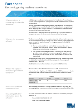 Fact sheet - electronic gaming machine tax reform