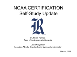 NCAA CERTIFICATION Self-Study Update