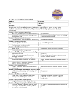 INTERN STUDENT ACTION PLAN FOR IMPROVEMENT (DRAFT)
