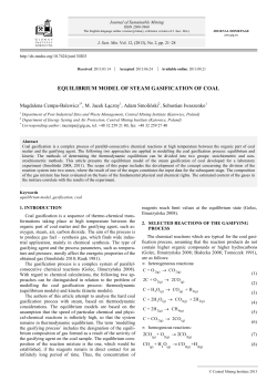 EQUILIBRIUM MODEL OF STEAM GASIFICATION OF COAL