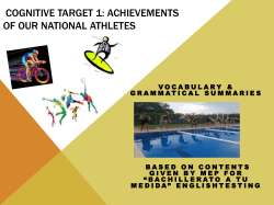 Cognitive Target 1: Achievements of our national athletes