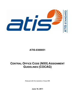 ATIS-0300051 - The Alliance for Telecommunications Industry