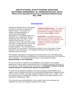 INSTITUTIONAL EFFECTIVENESS OVERVIEW OUTCOMES