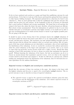 Lecture Notes. Expected Revenue in Auctions.