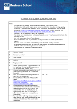 PH.D. WRITE-UP SCHOLARSHIP - QUTBS APPLICATION FORM