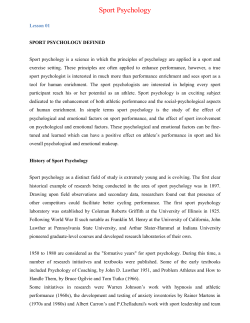 Sport Psychology Lesson 01 SPORT PSYCHOLOGY DEFINED