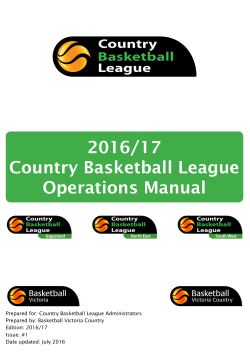2016/17 Country Basketball League Operations Manual