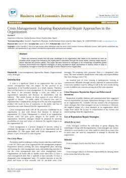 Crisis Management: Adopting Reputational Repair Approaches in