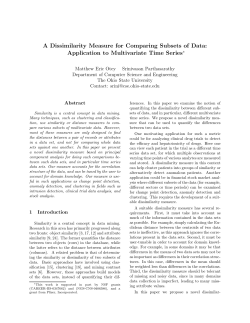 A Dissimilarity Measure for Comparing Subsets of Data: Application