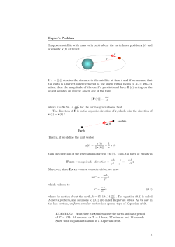 KeplerGs Problem Suppose a satellite with mass m in orbit