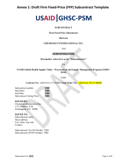Annex 1: Draft Firm Fixed-Price (FFP) Subcontract