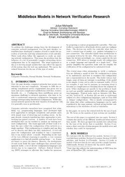 Middlebox Models in Network Verification Research