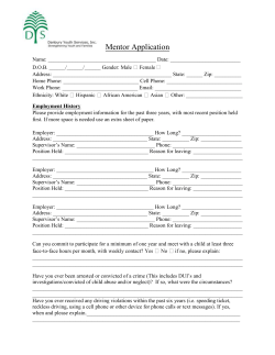 Mentor Application - Danbury Youth Services
