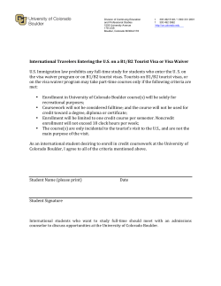 International Travelers Entering the U.S. on a B1/B2 Tourist Visa or