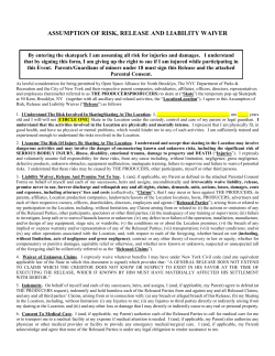 assumption of risk, release and liability waiver