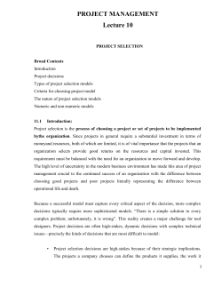 PROJECT MANAGEMENT Lecture 10
