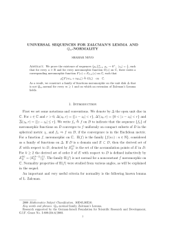 S. Nevo, "Universal sequences for Zalcman`s Lemma and Q m