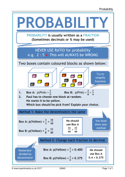 NEVER USE RATIO for probability e.g. 2 : 5 x This will ALWAYS be
