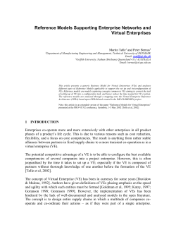 Business and Reference Models for Virtual Enterprises