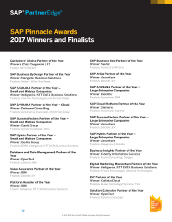SAP Pinnacle Awards 2017 Winners and Finalists