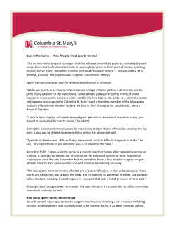 Back in the Game — New Way to Treat Sports Hernias It s an