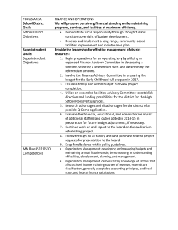 FOCUS AREA: FINANCE AND OPERATIONS School District Goal