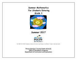 Summer Mathematics For Students Entering Grade 3