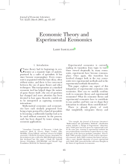 Economic Theory and Experimental Economics