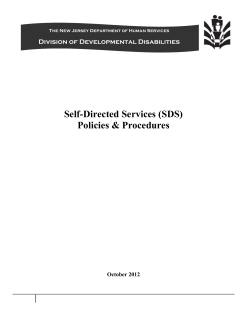 Self-Directed Services (SDS) Policies