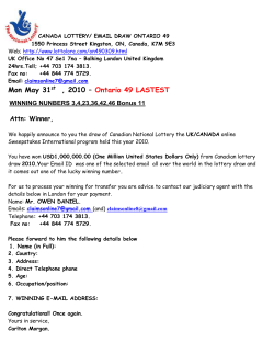 CANADA LOTTERY/ EMAIL DRAW ONTARIO 49