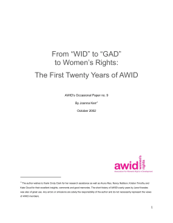 From &ldquo;WID&rdquo; to &ldquo;GAD&rdquo; to Women`s Rights: The First Twenty Years of