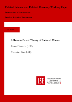 A Reason-Based Theory of Rational Choice Franz Dietrich (LSE