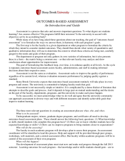 OUTCOMES-BASED ASSESSMENT An Introduction and Guide