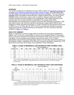 EHR Incentive Program &ndash; CMS Stage 3 Proposed Rule OVERVIEW