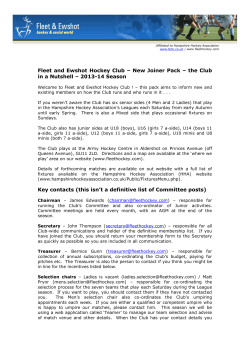 Fleet and Ewshot Hockey Club – New Joiner Pack – the Club in a