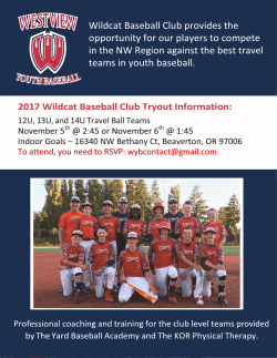 12U, 13U, and 14U Travel Ball Teams