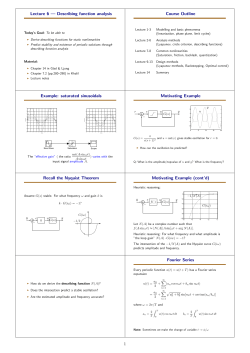 Lecture 6 &mdash; Describing function analysis Course Outline Example