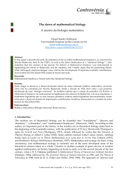 The dawn of mathematical biology A aurora da biologia matem&aacute;tica